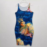Women's Printed Slim Sleeveless Round Neck Dress