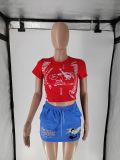Women Print Short Sleeve Top T-shirt