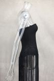 Spring Summer Style Tassel Trimmed Sexy Slimming Zipper Strapless Dress