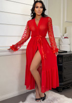 Women Heart Print Mesh Robe Nightgown Sexy Lingerie Two Piece Set Women Heart Print Mesh Robe Nightgown Sexy Lingerie Two Piece Set