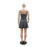 Women Beaded Sexy Sleeveless Suspender Bodycon Dress