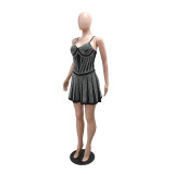 Women Beaded Sexy Sleeveless Suspender Bodycon Dress