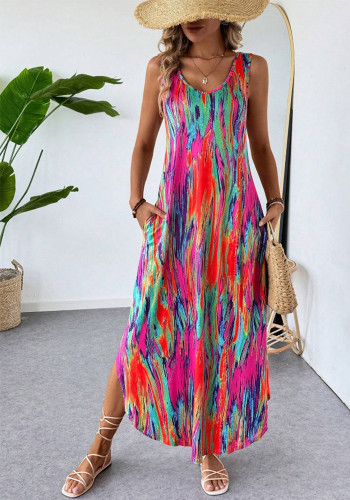 Women Summer Sleeveless Print Dress
