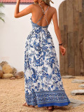 Women Elegant V Neck Cross Print Dress