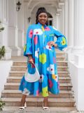 Women Casual Print Patchwork Multi-Color Long Sleeve Dress