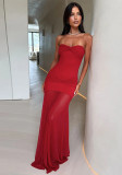 Women Strapless Backless Gathered Mesh Dress