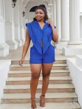 Plus Size Women Casual Irregular Hem Hollow V-neck Jumpsuit