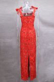 Women Spring and Summer Bow Embroidered Hollow Bodycon Dress
