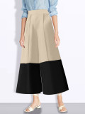 Women Elegant Color Block High Waist Pants