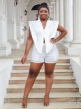 Plus Size Women Casual Irregular Hem Hollow V-neck Jumpsuit