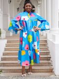 Women Casual Print Patchwork Multi-Color Long Sleeve Dress