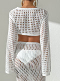 Women Summer Beach Holidays Lace-Up Long Sleeve Top