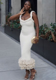 Women Fall and Winter Braided Cord Strap Bodycon Tassel Dress
