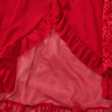 Women Sleepwear Slit Lace Sexy Lingerie Two Piece Set