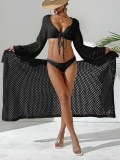 Women Summer Beach Holidays Lace-Up Long Sleeve Top