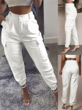 Women Casual Pocket Cuff Cargo Pants