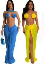 Women Multi-Color Sexy Backless Halter Neck Bikini Three-Piece Women Multi-Color Sexy Backless Halter Neck Bikini Three-Piece