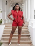 Plus Size Women Casual Irregular Hem Hollow V-neck Jumpsuit