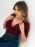 Women's Tight Fitting Button Short Sleeve T shirt Basic Fashion Casual Top
