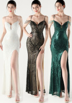 Women beaded sequin fishbone Lace-Up See-Through evening dress Women beaded sequin fishbone Lace-Up See-Through evening dress