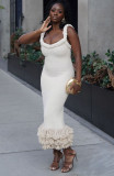 Women Fall and Winter Braided Cord Strap Bodycon Tassel Dress