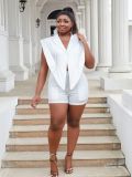 Plus Size Women Casual Irregular Hem Hollow V-neck Jumpsuit