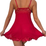 Women Sexy V-neck Lace Suspender Suspender Slit Nightdress Sexy Lingerie