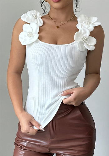 Women Flower Elegant Spring and Summer Knitting Tank Top