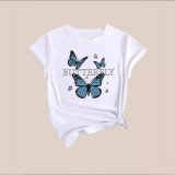 Summer Fashion Women's Letter Print Fashion Short Sleeve Round Neck Tops