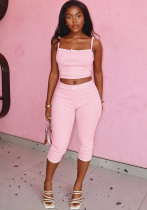 Women Spring Summer Lace Lace Suspender Top Shorts Two Piece Set