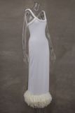 Women Fall and Winter Braided Cord Strap Bodycon Tassel Dress