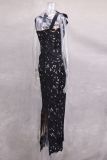 Women Spring and Summer Bow Embroidered Hollow Bodycon Dress