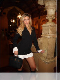 Women Spring and Summer Black and White Contrast Pleated Ruffle Blazer Dress