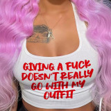 Women Summer Sexy Letter Printed U-neck Top