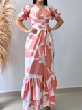 Women Casual Holidays Print Short Sleeve Dress