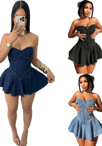 Women's Sleeveless Fashion Chic Denim sexy a-line mini dress