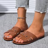 Plus Size Women's Solid Color Summer Flat Slippers Casual Open Toe Sandals
