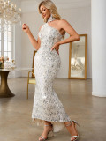 Sexy Low Back Sequin Prom Dress Women's Evening Gown
