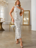 Sexy Low Back Sequin Prom Dress Women's Evening Gown