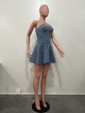 Women's Sleeveless Fashion Chic Denim sexy a-line mini dress