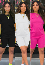 Solid color sports Casual two-piece Shorts Set
