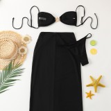 lace-up slit long skirt sexy bikini Three-Piece swimsuit for women