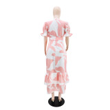 Women Casual Holidays Print Short Sleeve Dress