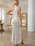 Sexy Low Back Sequin Prom Dress Women's Evening Gown