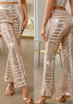 Sexy Sequin High Waist Wide Leg Trousers Women's Casual Pants