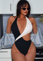 Bikini White Black Contrast Hollow Lace-Up One-piece Swimsuit Bikini White Black Contrast Hollow Lace-Up One-piece Swimsuit