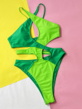 hollow contrast sexy one-piece swimsuit