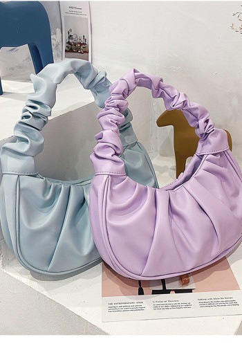 women Korean one-shoulder bag French bag fashion pleated handbag underarm bag