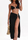 lace-up slit long skirt sexy bikini Three-Piece swimsuit for women