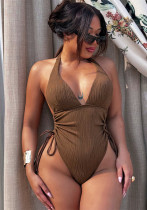 Deep V Hollow Pleated One-piece Swimsuit Deep V Hollow Pleated One-piece Swimsuit